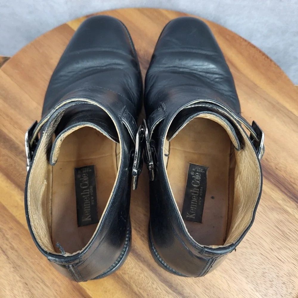 Kenneth Cole Boots Mens 7 Black Leather‎ Monk Strap Dress Shoes Italy Vtg 90s